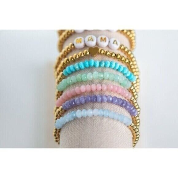 Pink Matching Bracelet for Mom and Daughter Bracelet Waterproof Gold Beaded - Picture 6 of 11